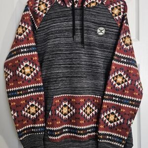 Hooey Womans Large Western Aztec Hoodie Kangaroo Pockets